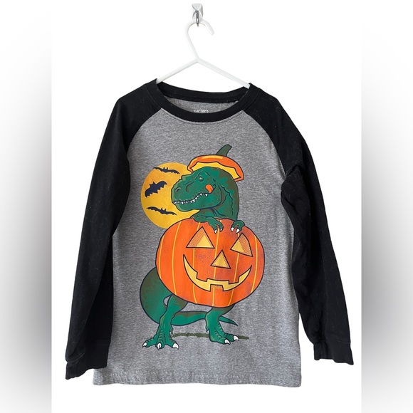 Kids Carter's Halloween Dinosaur Shirt Long Sleeve Size Kid 8 - Picture 1 of 6